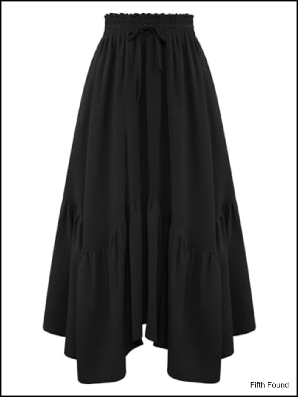 Women's A-Line Maxi Skirt High Waist Flowy Ruffle Hem with Pockets
